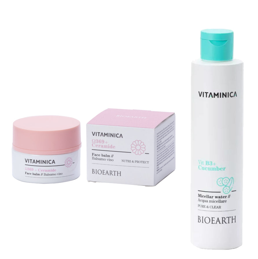 BALSAMO VISO "OMEGA 369 + CERAMIDE"+ Acqua Micellare con Niacinamide e Vitamina B3 OMAGGIO