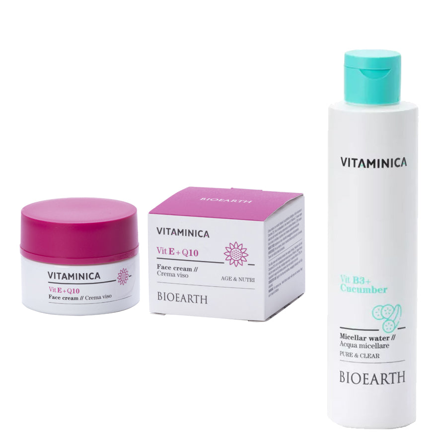 CREMA VISO "VIT E + Q10" + Acqua Micellare con Niacinamide e Vitamina B3 OMAGGIO