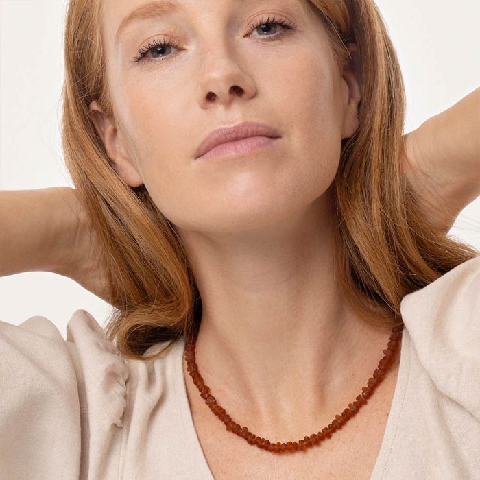 COLLANA BEADS IRREGOLARI - AMBRA SCURO