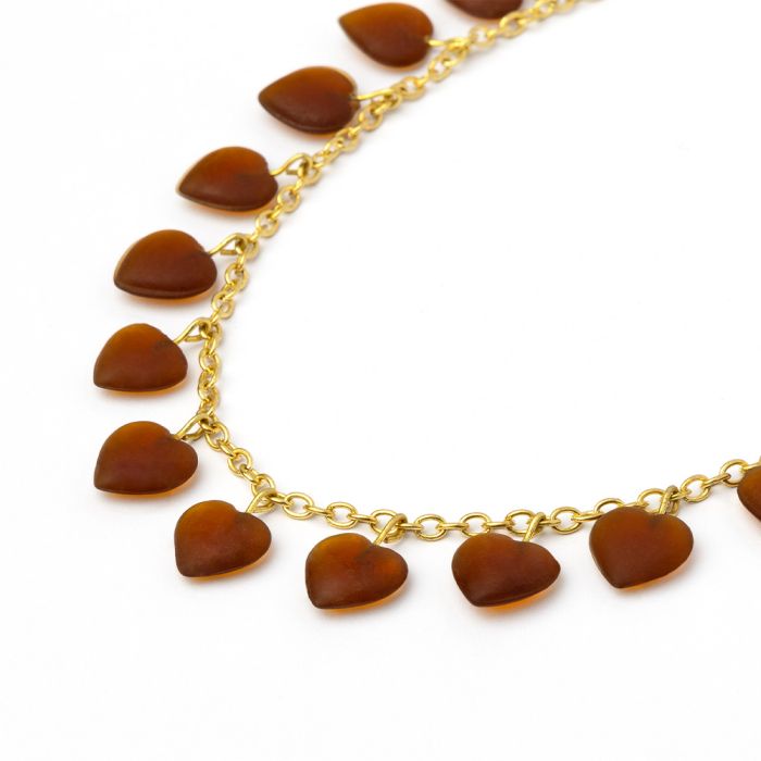 COLLANA PENDENTI CUORI - AMBRA SCURO