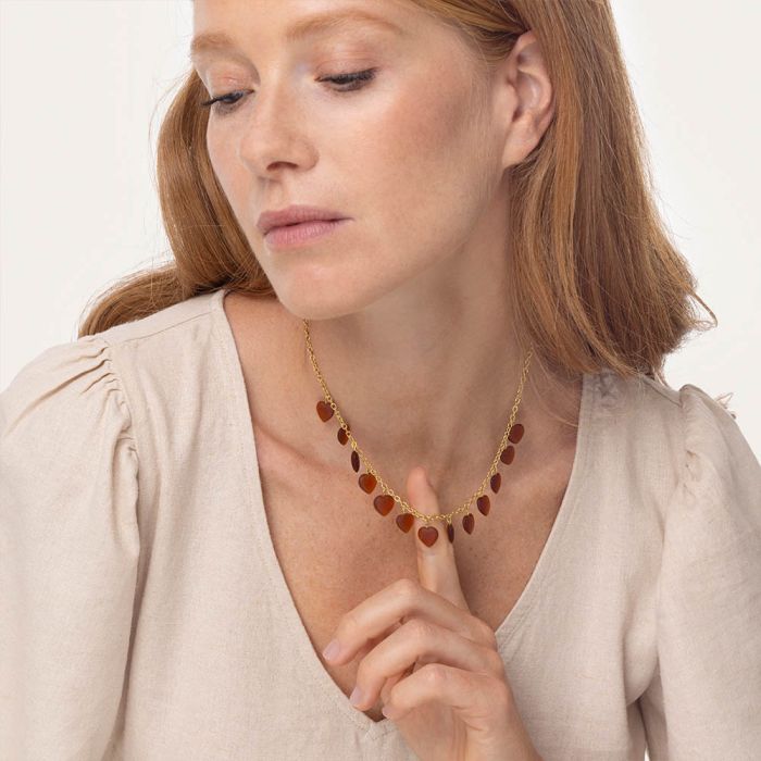 COLLANA PENDENTI CUORI - AMBRA SCURO