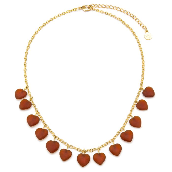 COLLANA PENDENTI CUORI - AMBRA SCURO