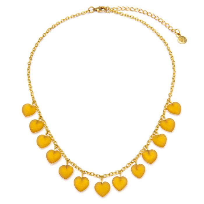 COLLANA PENDENTI CUORI - AMBRA CHIARO