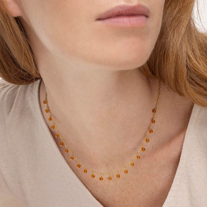 COLLANA PENDENTI PERLINE - AMBRA SCURO