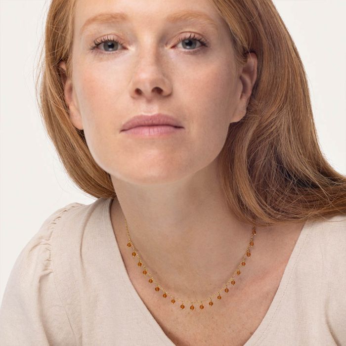 COLLANA PENDENTI PERLINE - AMBRA SCURO