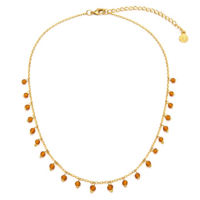 COLLANA PENDENTI PERLINE - AMBRA SCURO