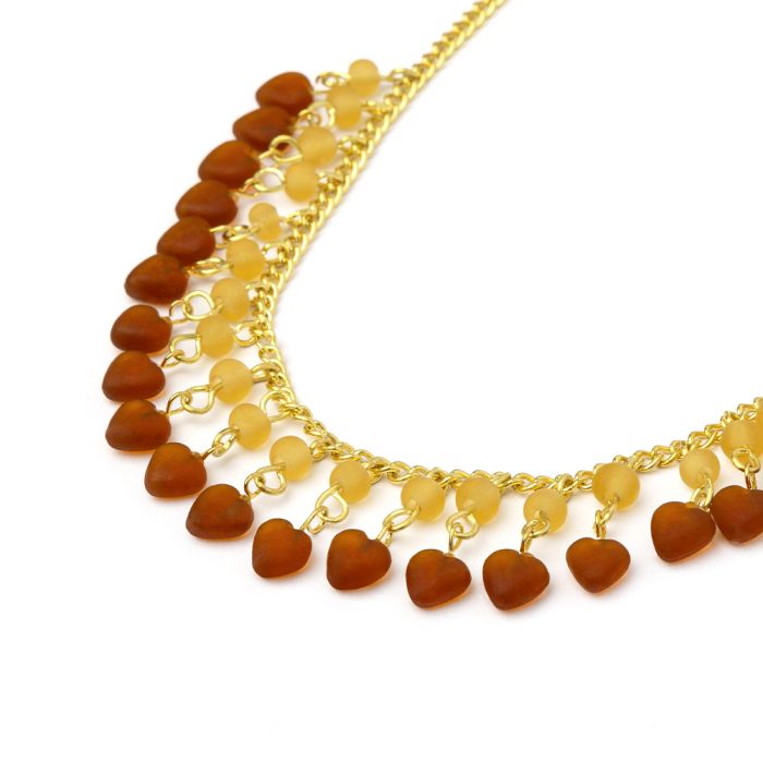 COLLANA PENDENTI CUORI/PERLINE