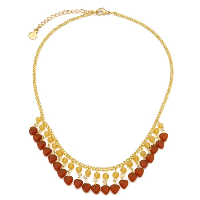 COLLANA PENDENTI CUORI/PERLINE