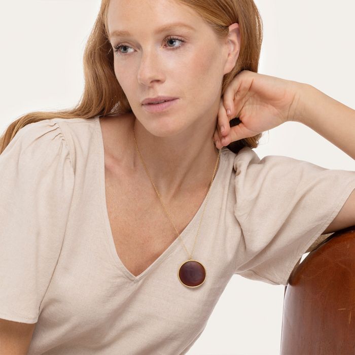 PENDENTE PLACCA TONDO - AMBRA SCURO