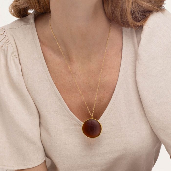 PENDENTE PLACCA TONDO - AMBRA SCURO