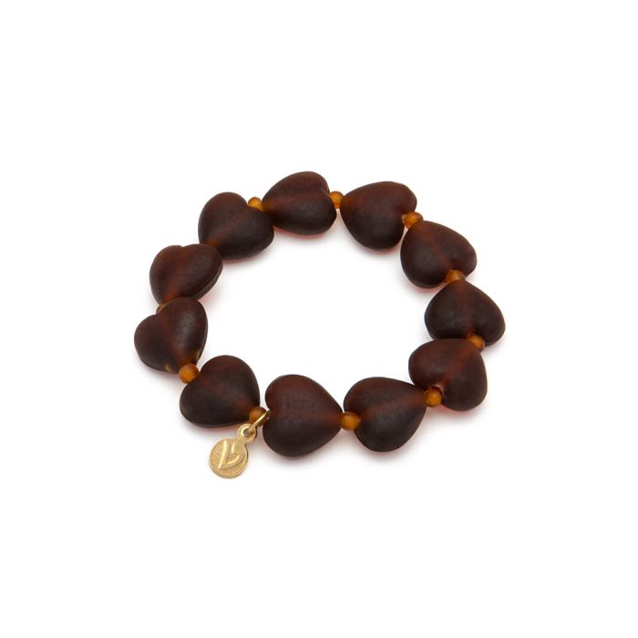 BRACCIALE ELASTICO CUORI - AMBRA SCURO
