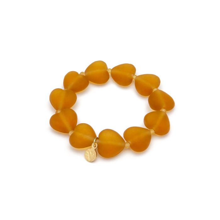 BRACCIALE ELASTICO CUORI - AMBRA CHIARO