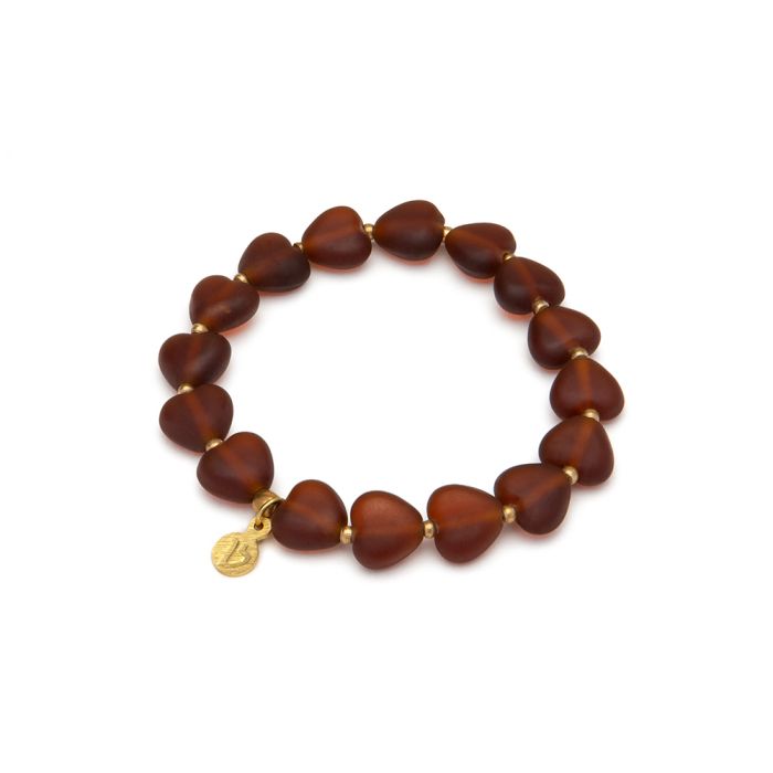 BRACCIALE ELASTICO CUORI MEDI - AMBRA SCURO