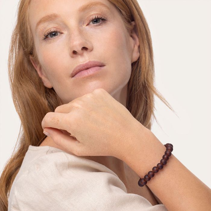 BRACCIALE ELASTICO BEADS - AMBRA SCURO