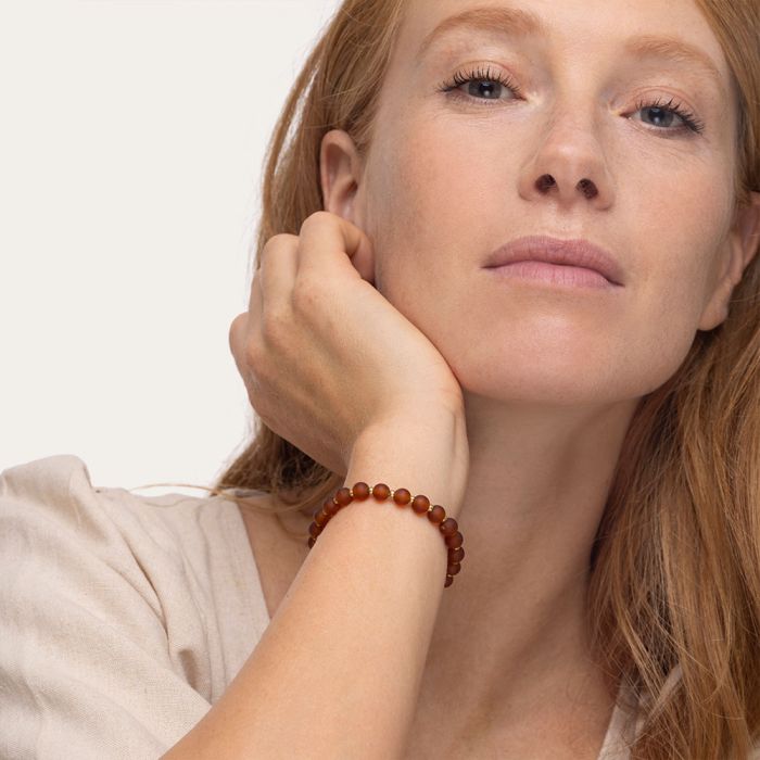 BRACCIALE ELASTICO BEADS MEDIE - AMBRA SCURO