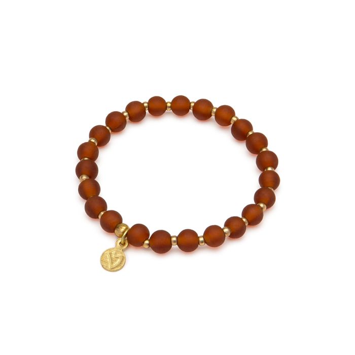 BRACCIALE ELASTICO BEADS MEDIE - AMBRA SCURO