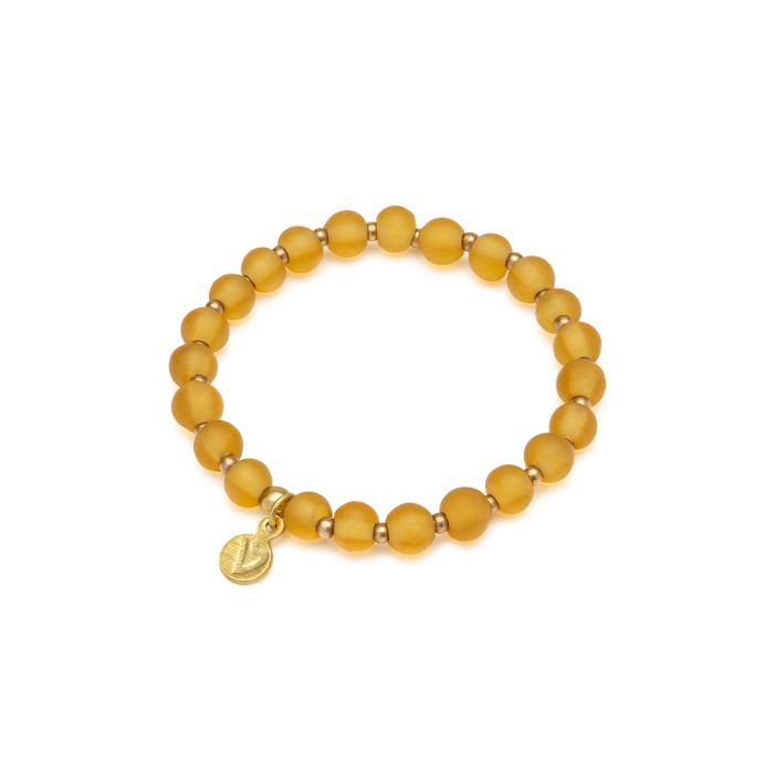 BRACCIALE ELASTICO BEADS MEDIE - AMBRA CHIARO