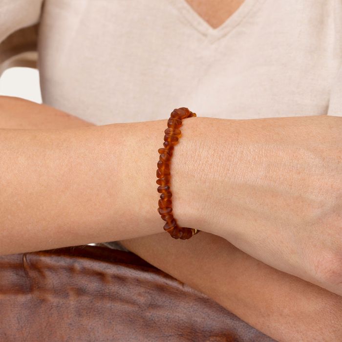 BRACCIALE ELASTICO BEADS IRREGOLARI - AMBRA SCURO