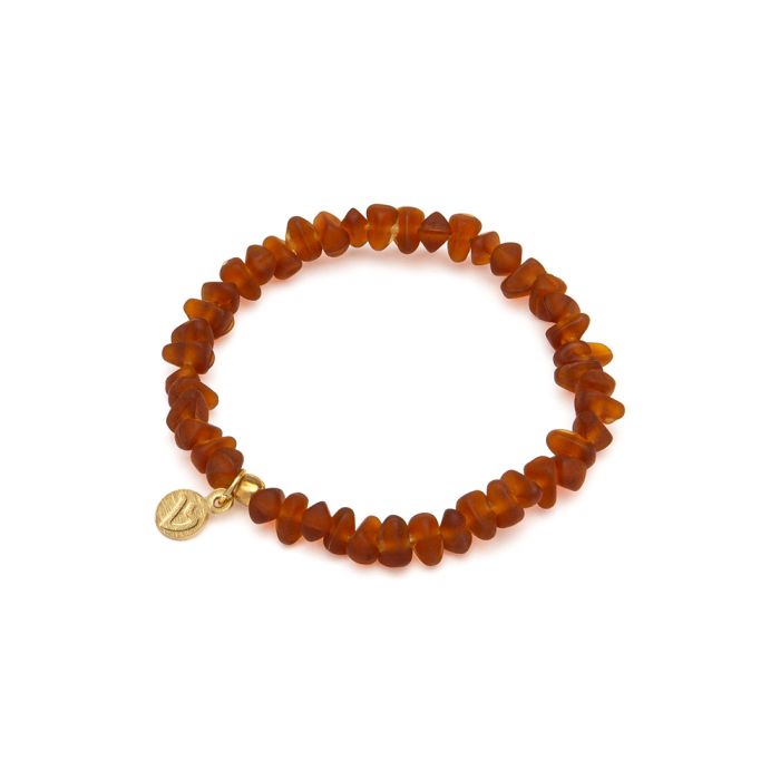 BRACCIALE ELASTICO BEADS IRREGOLARI - AMBRA SCURO