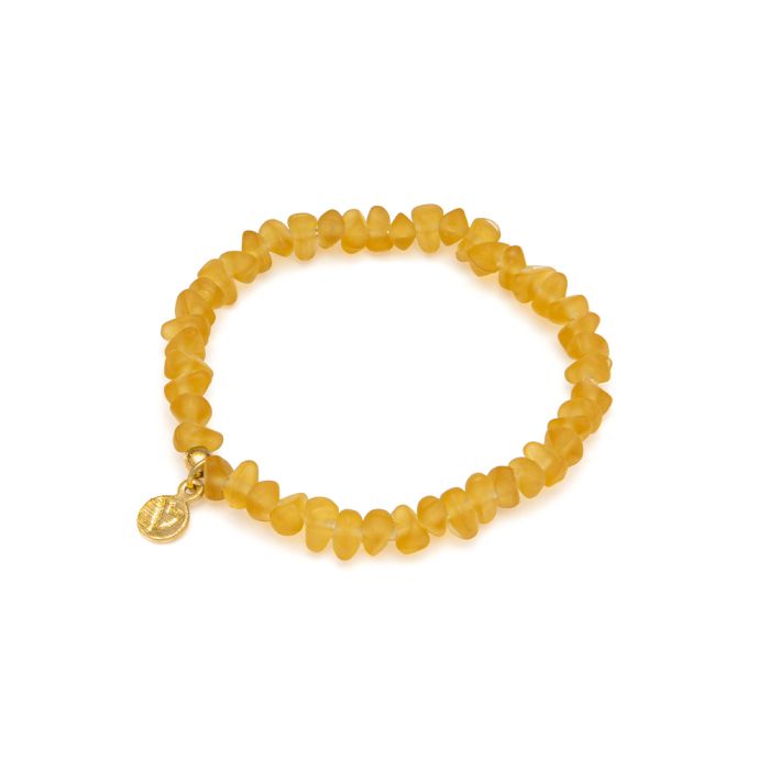 BRACCIALE ELASTICO BEADS IRREGOLARI - AMBRA CHIARO